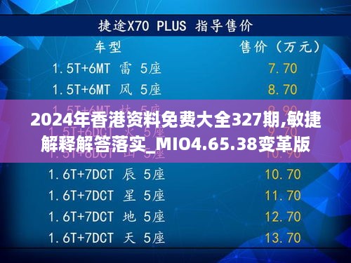 2024年香港資料免費大全327期,敏捷解釋解答落實_MIO4.65.38變革版