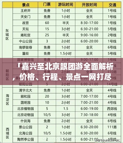 「嘉興至北京跟團(tuán)游全面解析，價格、行程、景點一網(wǎng)打盡，超值體驗！」